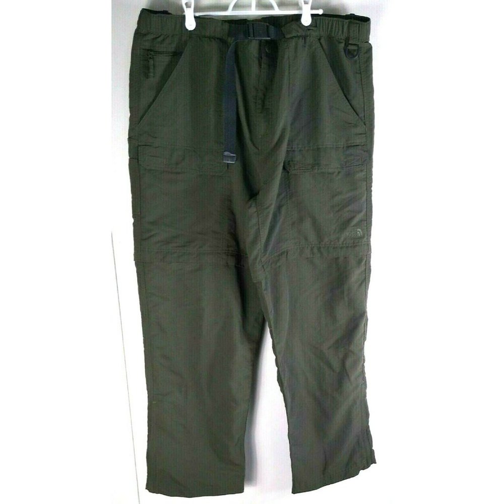 The North Face Convertible Cargo Pants Army Green With Belt Utility XXL